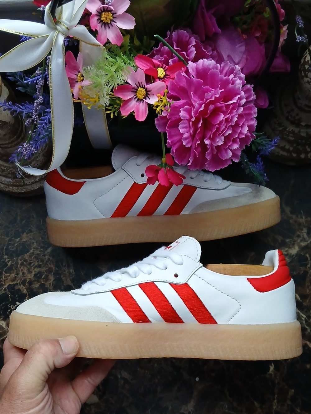 Adidas Sambae Platform/Athletic 3 Stripe Shoes Size 6.5 Women - Picture 3 of 12
